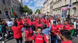 Hundreds of Bangladeshis march in London demanding resignation of Prime Minister Sheikh Hasina