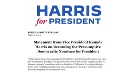Harris says she has enough support for Democratic nomination to run for U.S. president