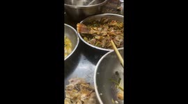 Cooked fish tail twitches as fan blows in China