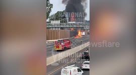Dramatic moment truck explodes on New Jersey highway - creating huge fireball