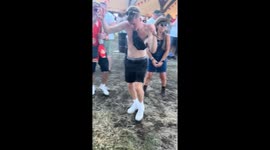 Dancer falls backward into speaker at Isle of Wight Festival