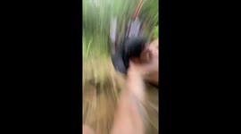 Hiker takes a tumble down muddy hill