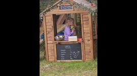 Toddler turns playgroup fruit shop into personal watermelon buffet