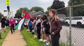United States: Pro-Palestinian protesters assembled to condemn the ongoing Israeli genocide ahead of a campaign event in Wisconsin