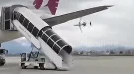 Terrifying moment plane crashes during takeoff caught on video captured by ground staff
