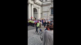 Pro-Palestine activists block entrance to Foreign Office in London