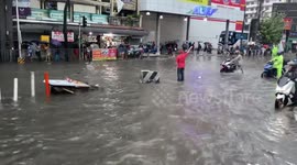 Typhoon Carina causes severe flooding at Buendia Bus station in Pasay City, Philippines