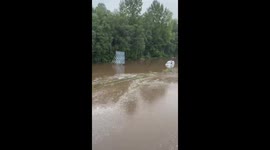 Flooding hits Twente, Netherlands, causing traffic jam