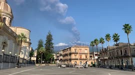 Mount Etna erupts: ash cloud visible from afar