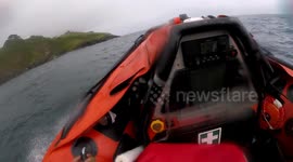 UK: Fowey RNLI Inshore Lifeboat Races to Rescue Drifting Motor Boat on Verge of Rock Collision