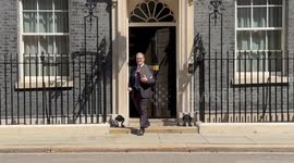 Keir Starmer leaves 10 Downing Street for his first PMQs as UK Prime Minister