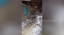 Coastal homes destroyed by typhoon Gaemi in the Philippines
