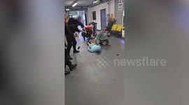 Video shows police officer 'stamping on man's head' after tasering him at airport