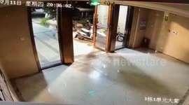 Boy emerges unscathed after running through glass panel mistaking it for open door