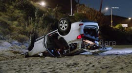 USA: Vehicle Off PCH Onto Sand Part 2 With Witness Interview
