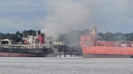 Smoke billows from ship in River Mersey after 'explosion' heard