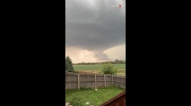 Menacing storm cloud over Omaha, NE teases the possibility of a severe tornado