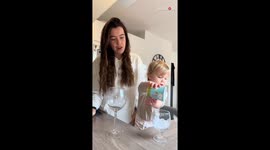 Mom and her little one's exciting chocolate milk experiment