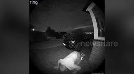 Young man who missed curfew caught on camera crawling on the floor