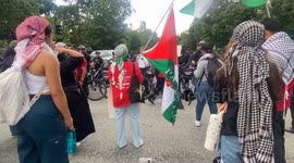 Pro Palestinian protestors heckle police