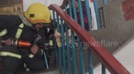 Two-year-old boy gets his head stuck in stair handrail