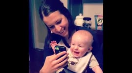 Baby laughs at pictures of himself with Snapchat filters