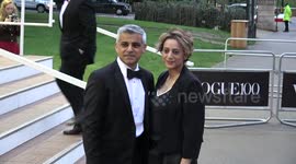 Sadiq Khan Jokes with photographer at  British Vogue 100 Gala Dinner