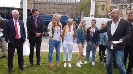 Meg matthews and Jodie marsh speak at Puppy Farming Protest - demonstration and photocall