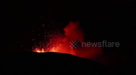 Timelapse of Mount Etna erupting