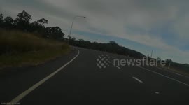 Motorcyclist narrowly misses kangaroo