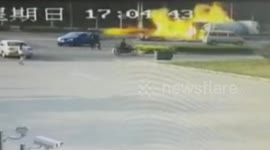 Petrol tanker crashes and causes large fire