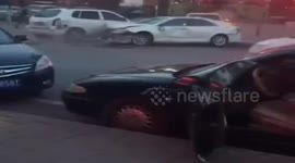 Newbie driver smashes eight cars on road
