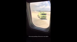 Plane tyre catches fire at Tampa airport in Florida, USA