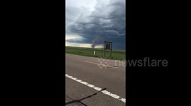 Large tornado touches down in Peetz, Colorado, USA