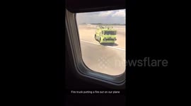 Plane tyre catches fire at Tampa airport in Florida, USA