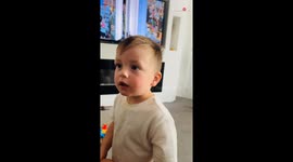 Little boy tries to win his mom's forgiveness for a TV mishap