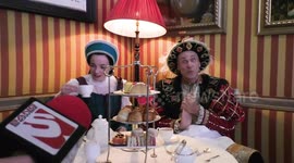 Horrible Histories Terrible Tudors stars Neal Foster and Emma Swan in character rate the cakes.