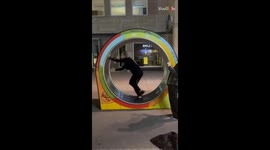 Spinning wheel fun ends in laughter after a comedic balance fail