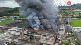 Aerial view of massive fire and aftermath at Newry's industrial estate
