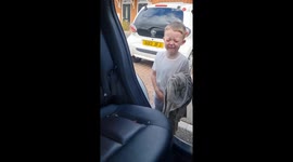 Little boy breaks down when he sees the mess inside his aunt's car
