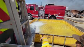USA: Feather Fire Crews Make Progress Against Burning Recycled Material