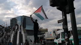 Palestine protesters outside of London 2012 Olympic site entrance