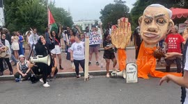 Pro Palestinian Protestors chant in Arabic