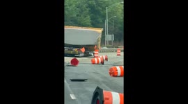 Wide Load Knocks Over Cones