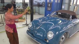 Uniquely, hindu people in bali, indonesia, perform ceremonies and pray for various objects made of iron on the tumpek landep holiday