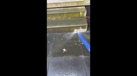 Pressure washing revives old concrete stairs in a satisfying manner