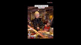 High-tech robot in a restaurant does everything and doesn't ask for a penny