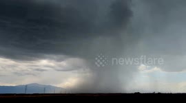 Storm with lightning and hail hits Colorado Springs, USA