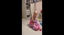 Little girl shows her fearless side with a toy car stunt