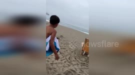 Furious resident ropes off part of Laguna Beach in California